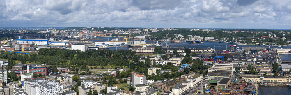 Panorama of Gdynia harbor, Poland