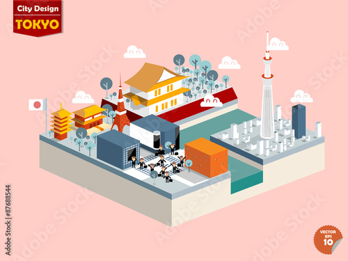 design vector of tokyo japan,tokyo city design in perspective,cute design of tokyo photo