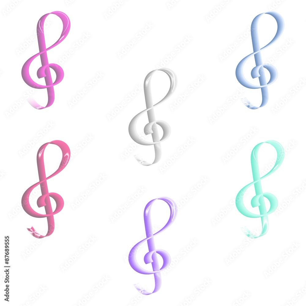 Fototapeta premium Seamless pastel colored treble clef pattern