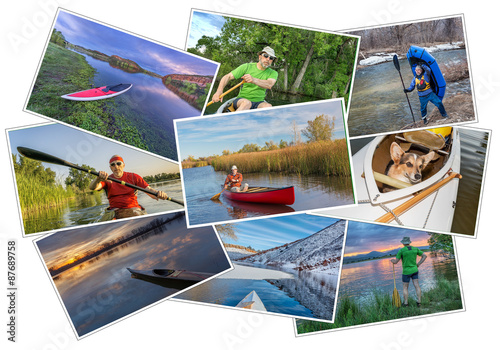 paddling kayak, canoe and SUP picture set