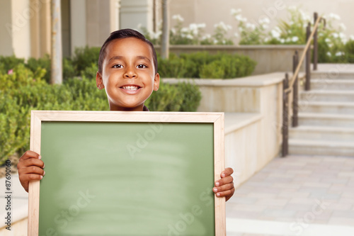 Hispanic Boy Holding Blank ...