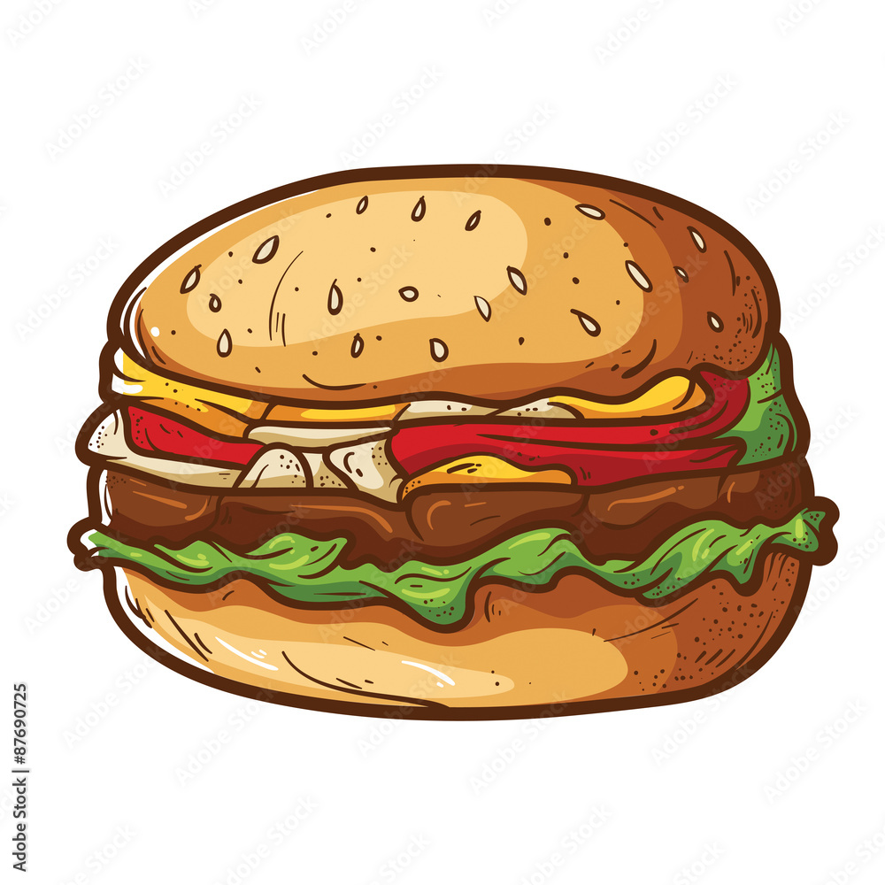 Burger Cartoon Vector Stock Vector | Adobe Stock