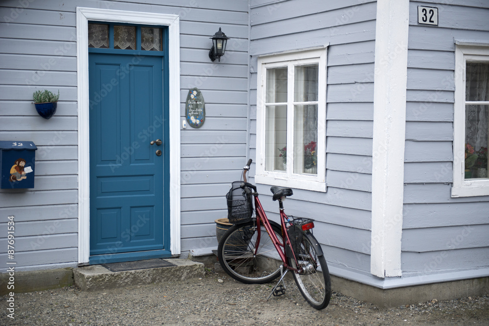 Norwegian cottage with bicycle