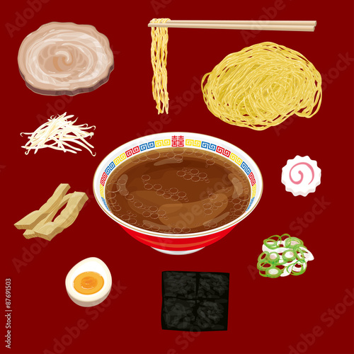 醤油ラーメンの具材
