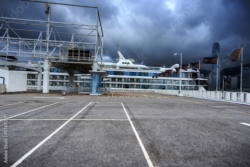 cruise ship and empty dock