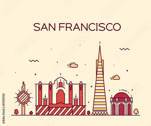 San Francisco City Trendy vector line art style