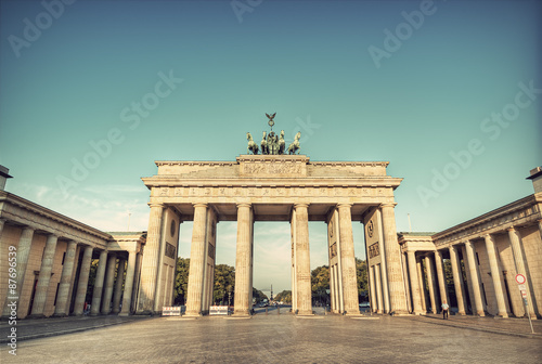 the brandenburg gate (Brandenburger Tor), the famous landmark of berlin, germany, europe, vintage style photo