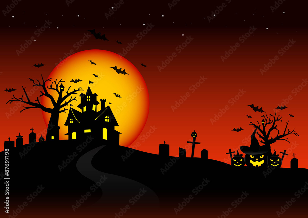 Halloween night and the moon background..