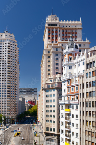 View of Street Calle de la Princesa in Madrid, Spain
