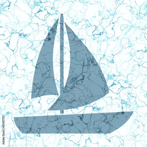 Seamless sailing boat generated texture background in blue and white