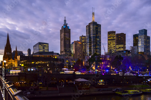 Melbourne CBD cityscape by night
