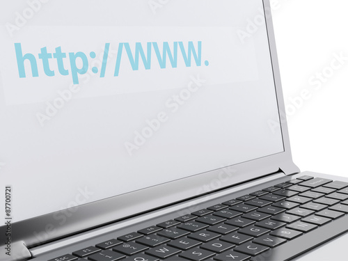 3d web search on laptop. Internet concept
