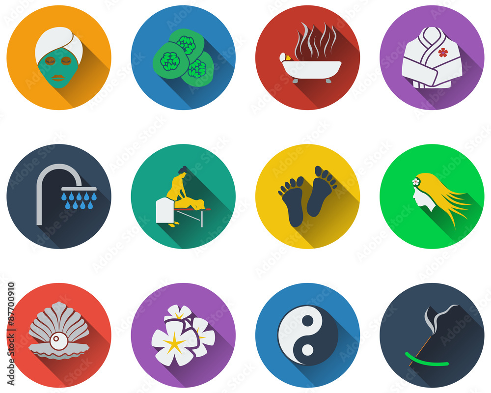 Set of spa icons in flat design