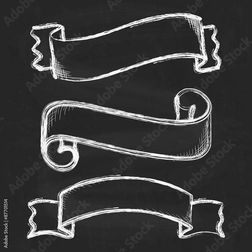 Hand drawn sketch ribbons