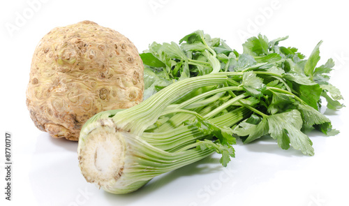 Green celery and celery root