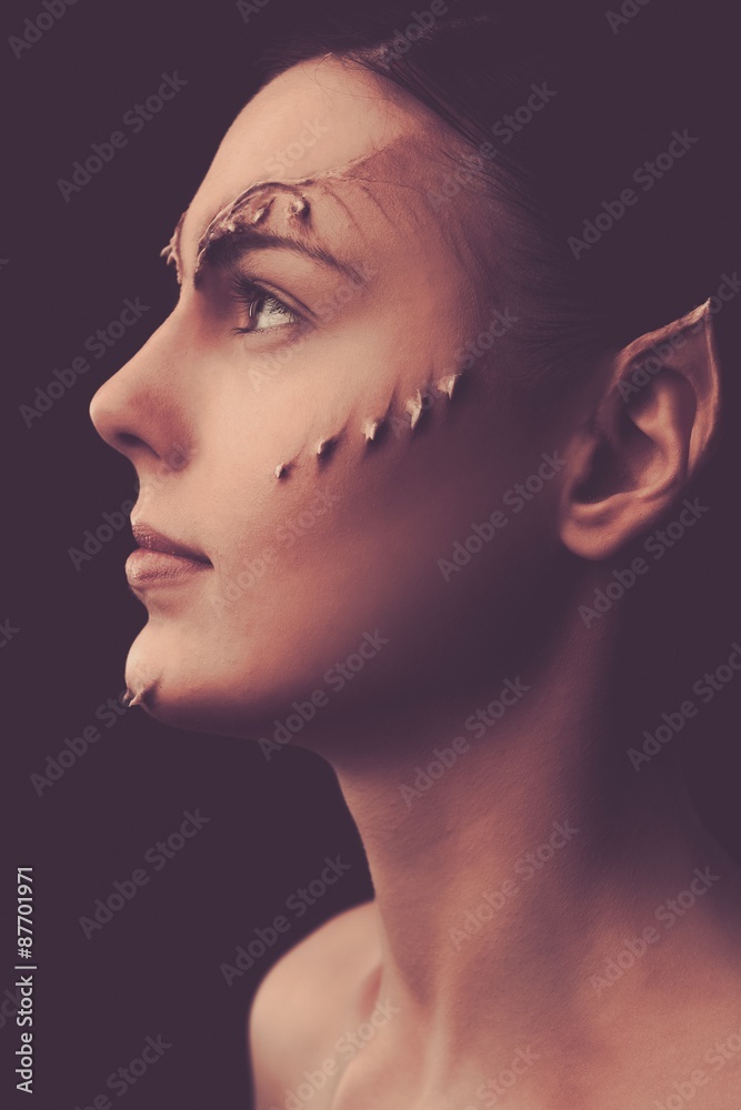 Fototapeta premium Woman with elf special fx make-up