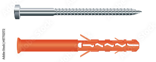 Screw with plastic dowel 