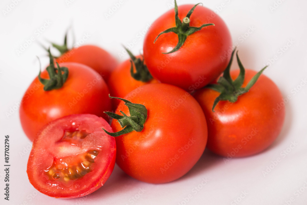 Tomaten Gruppe weißer Hintergrund Tomaten Gruppe weißer Hintergrund