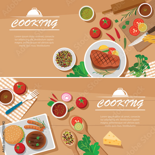 cooking banner flat design template