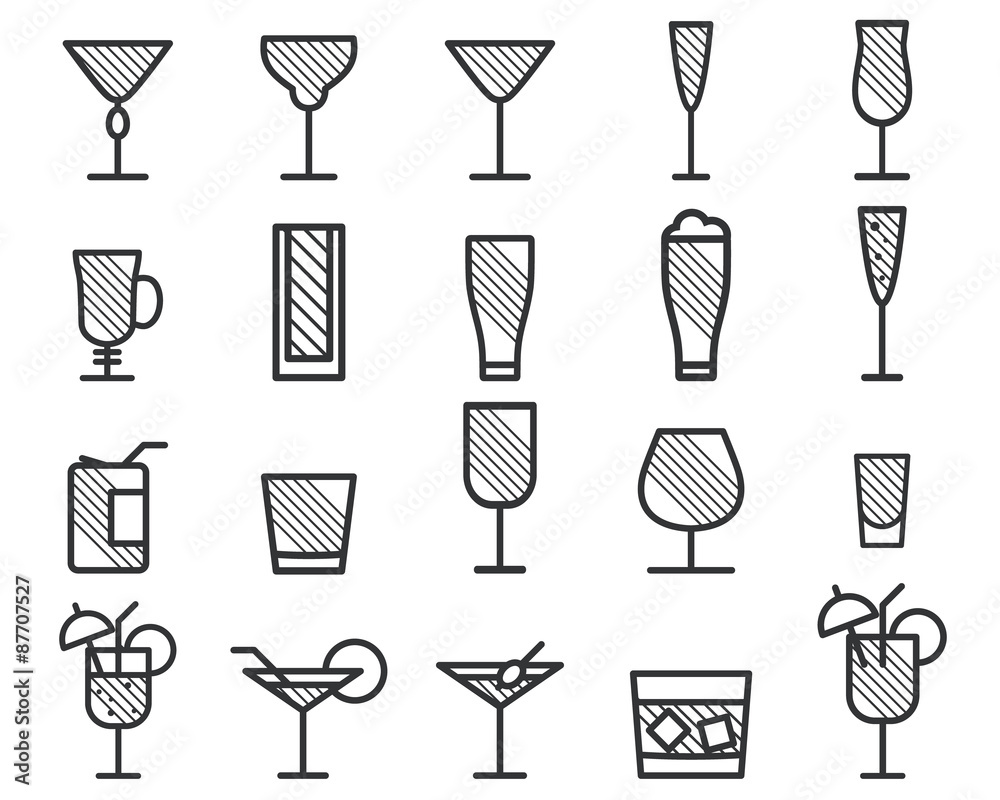 Beverage, drinks vector thin line symbol icon. Beer, Cocktails Beverage, drinks vector thin line symbol icon. Beer, Cocktails
