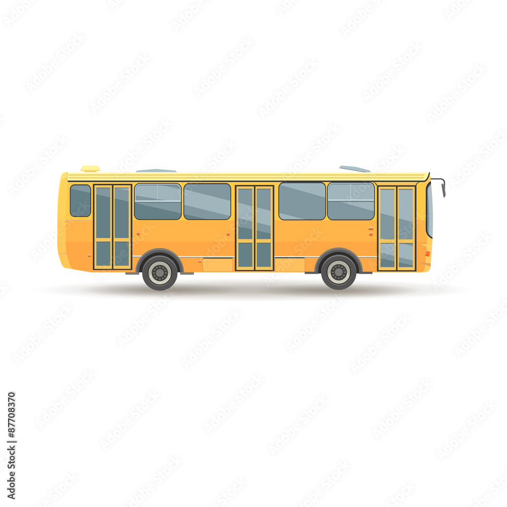 flat design public transport vehicle city bus, side view