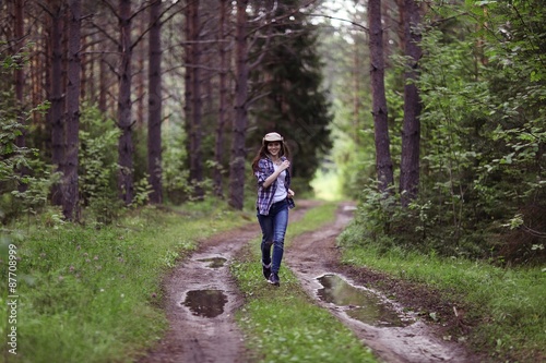 running girl forester in nature