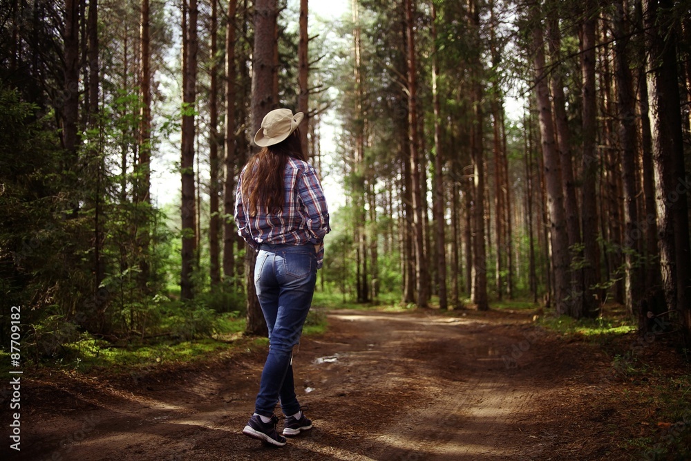 beautiful girl traveling in the woods beautiful girl traveling in the woods