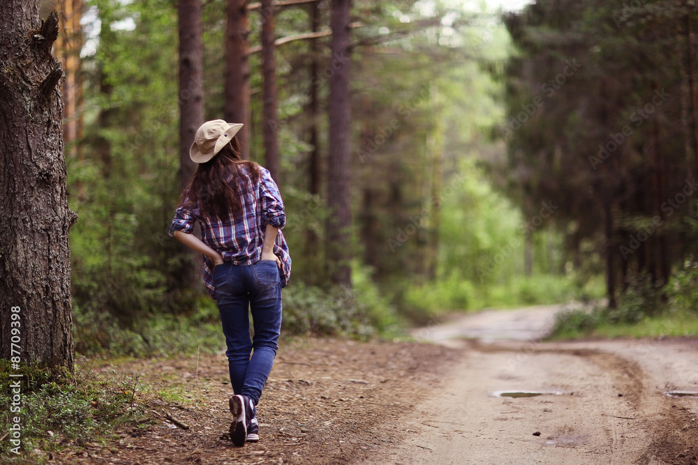 Young girl in the forest ranger Young girl in the forest ranger
