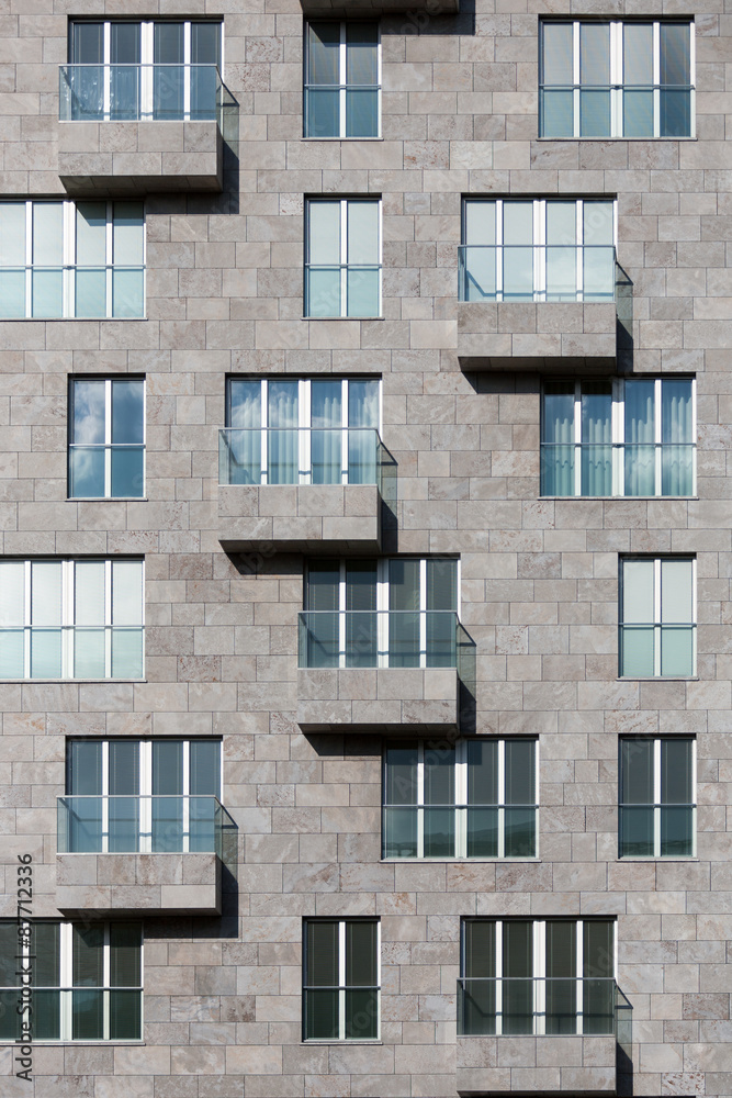 Urban apartment block. Detail of a contemporary high rise apartment block in central Berlin, Germany.