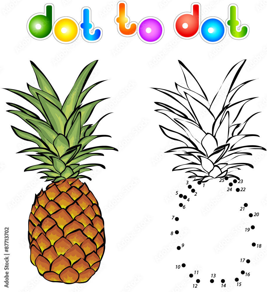 Cartoon pineapple dot to dot Stock Illustration | Adobe Stock