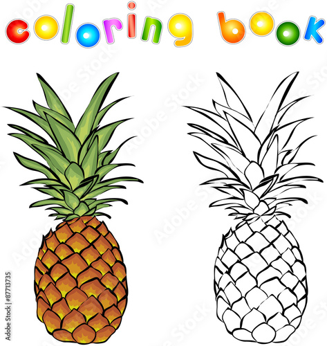 Cartoon pineapple coloring book