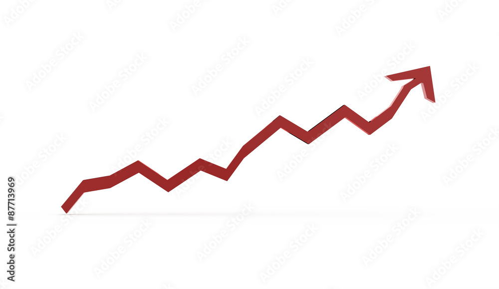 Red business graph chart arrow rendered Red business graph chart arrow rendered