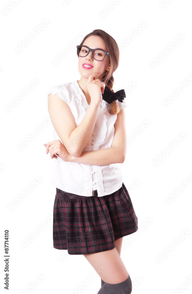 Portrait of beautiful brunette woman in glasses Portrait of beautiful brunette woman in glasses