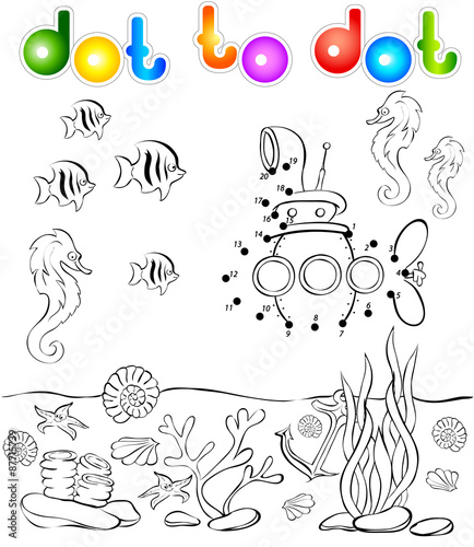 Photography Underwater world and submarine dot to dot