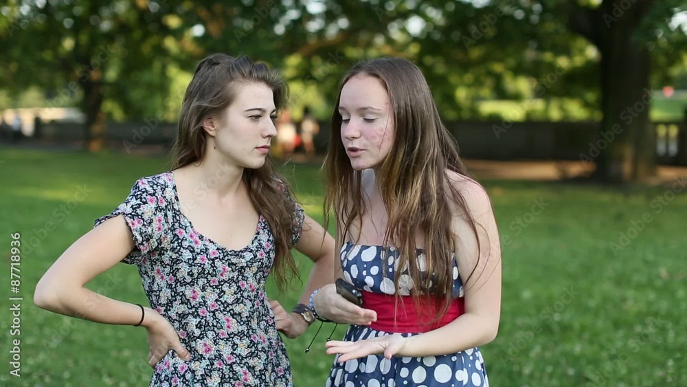 Teen girls girlfriend met in the Park and emotionally speaking.