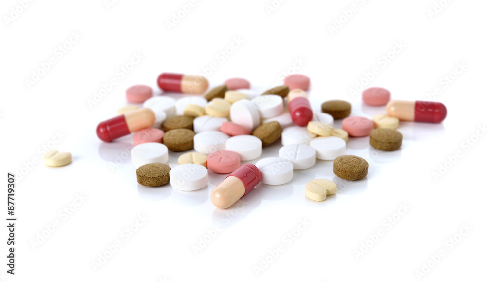 Medicine, pills, tablet and capsule on white background Medicine, pills, tablet and capsule on white background