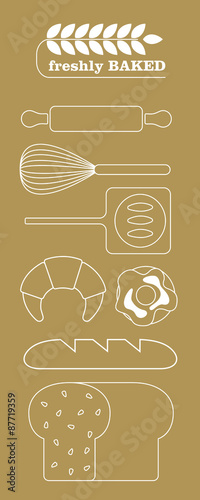Bakery products and tools. icons. vector.