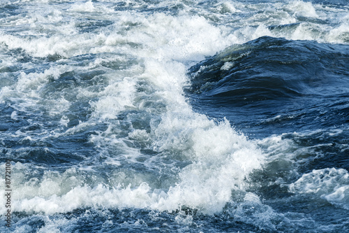 Fast river water background with waves