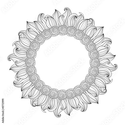 Fototapeta Naklejka Na Ścianę i Meble -  Vector Monochrome Floral Background