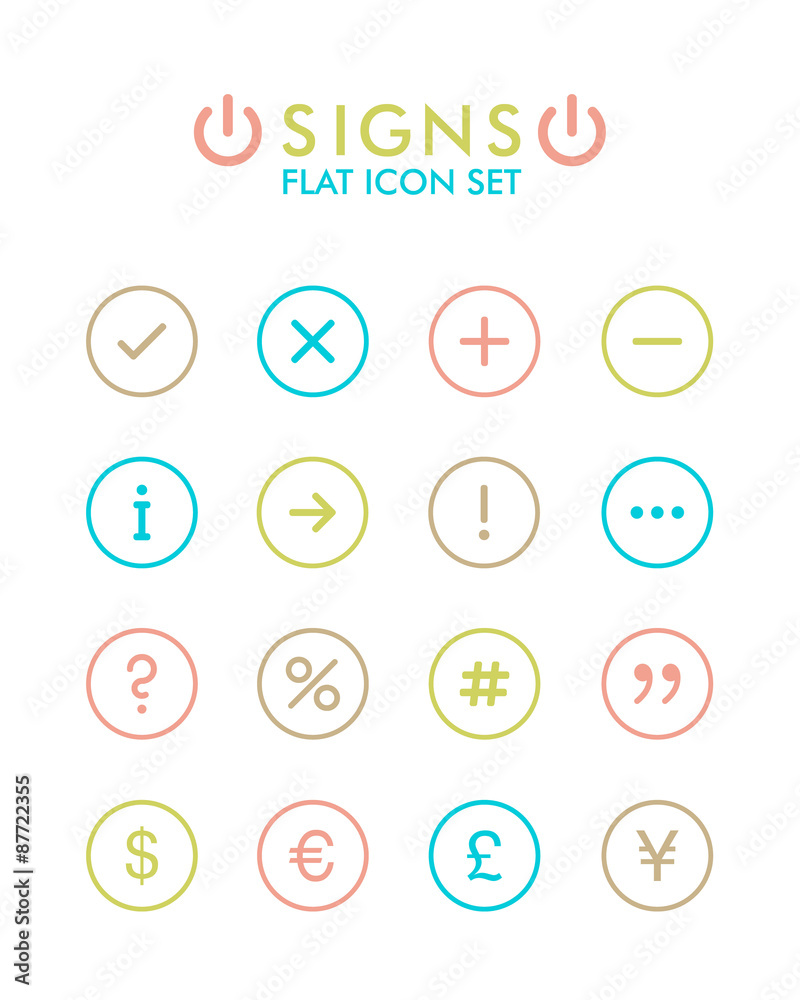 Vector Flat Icon Set - Signs Vector Flat Icon Set - Signs
