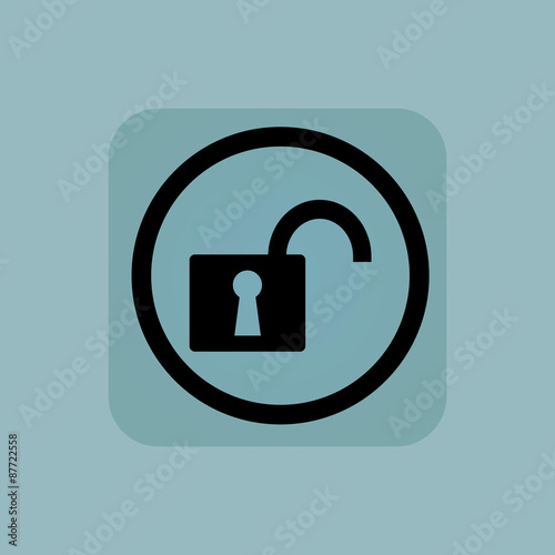 Pale blue unlocked sign