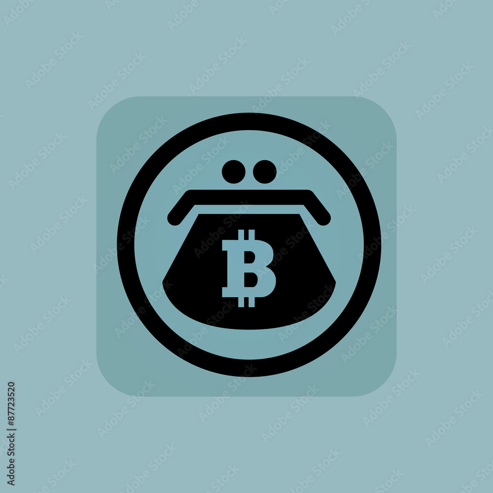 Pale blue bitcoin purse sign Pale blue bitcoin purse sign