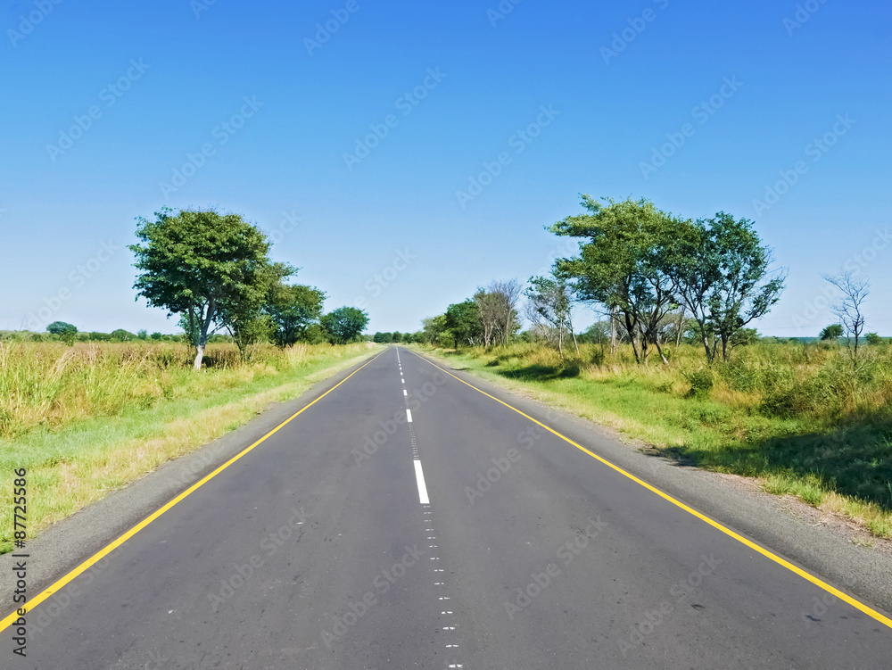 Road near border between Zambia and Zimbabwe