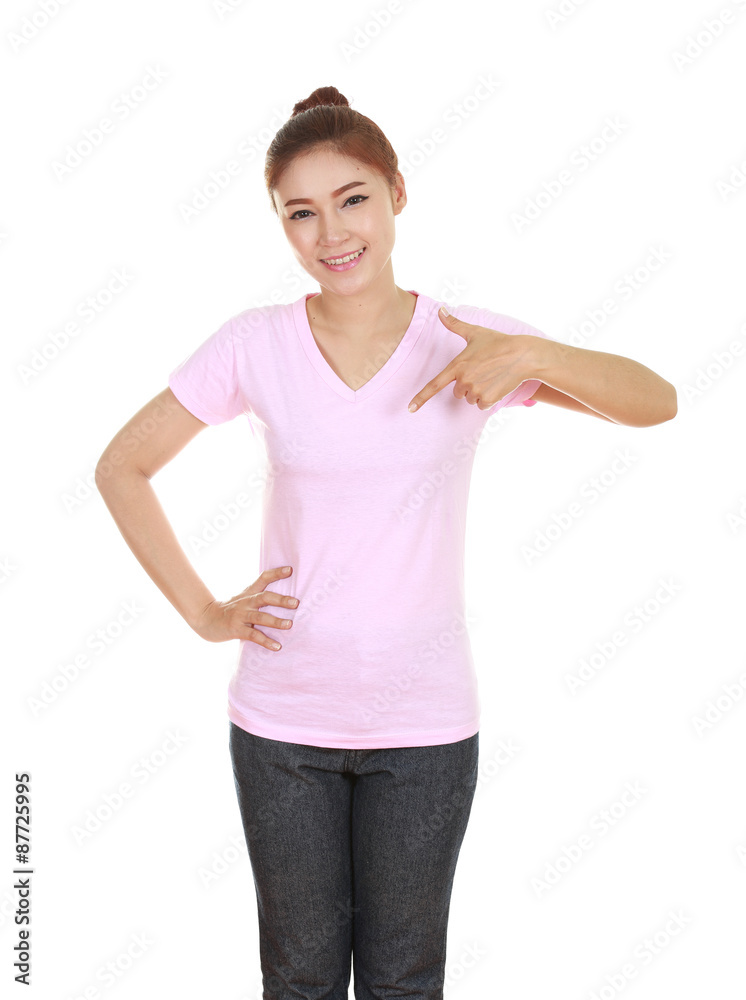 young beautiful female with blank t-shirt young beautiful female with blank t-shirt