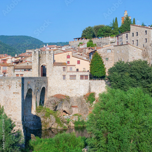 Medieval town with bridge. Besalu, Catalonia, Spain