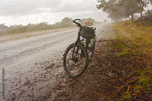 Bicycle on the road in Botswana