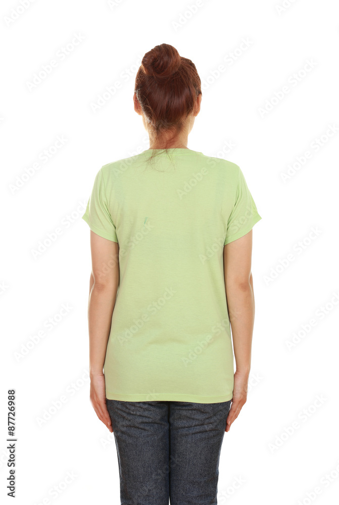 female with blank t-shirt (back side) female with blank t-shirt (back side)