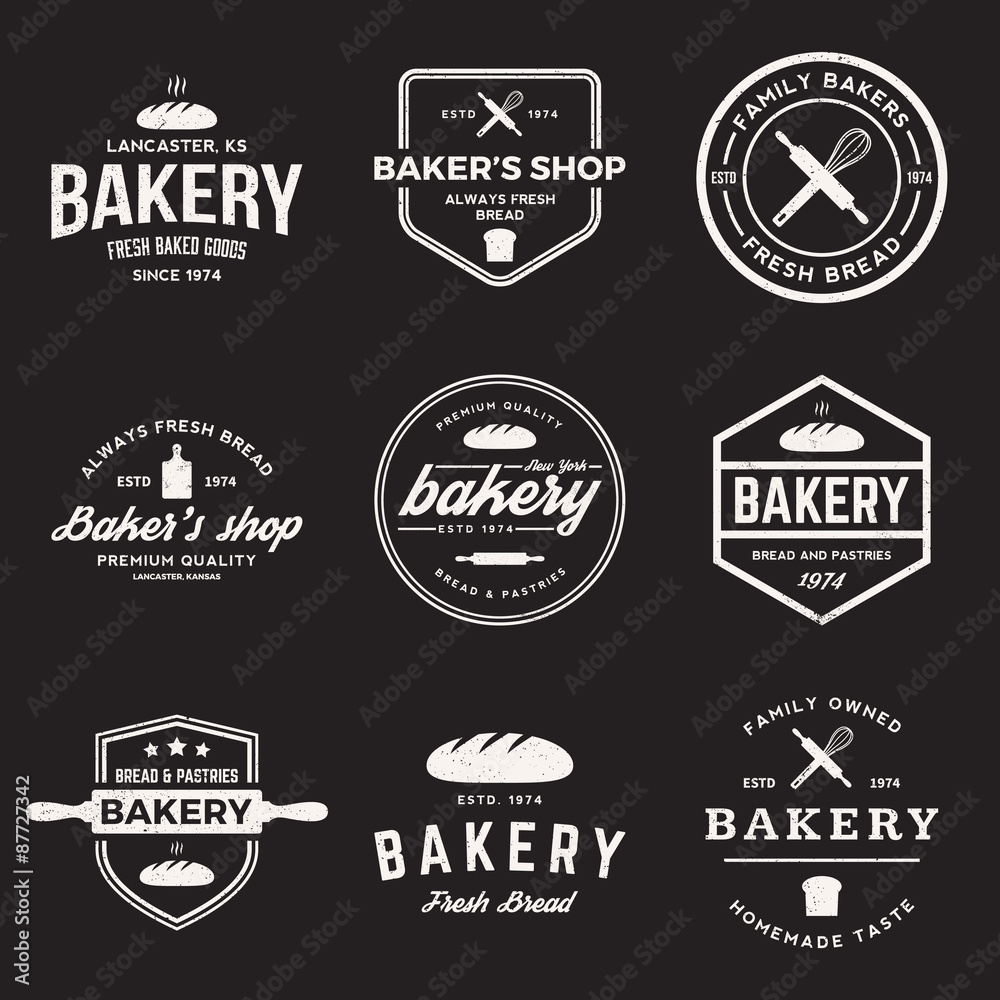 Obraz premium vector set of bakery labels, badges and design elements