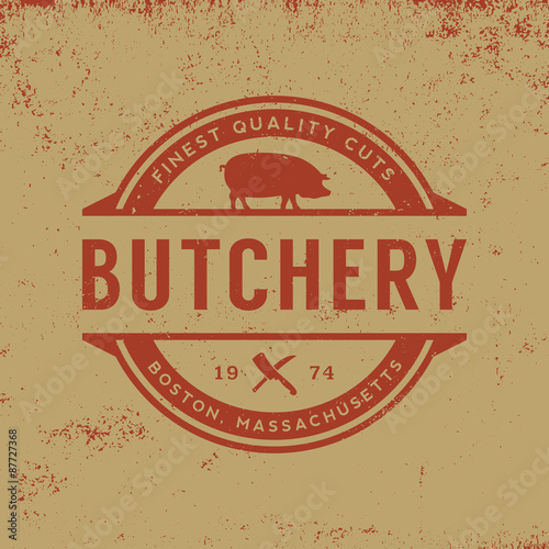 butchery label on grunge background