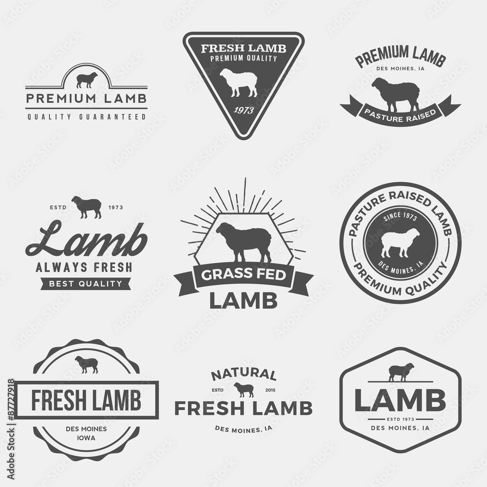 vector set of premium lamb labels, badges and design elements vector set of premium lamb labels, badges and design elements
